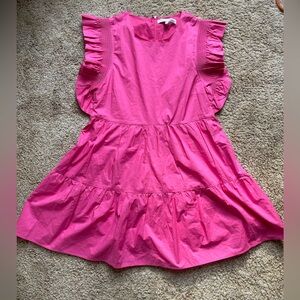 English Factory Tiered Ruffle Dress Size Medium Summer Vacation Pink Event Beach